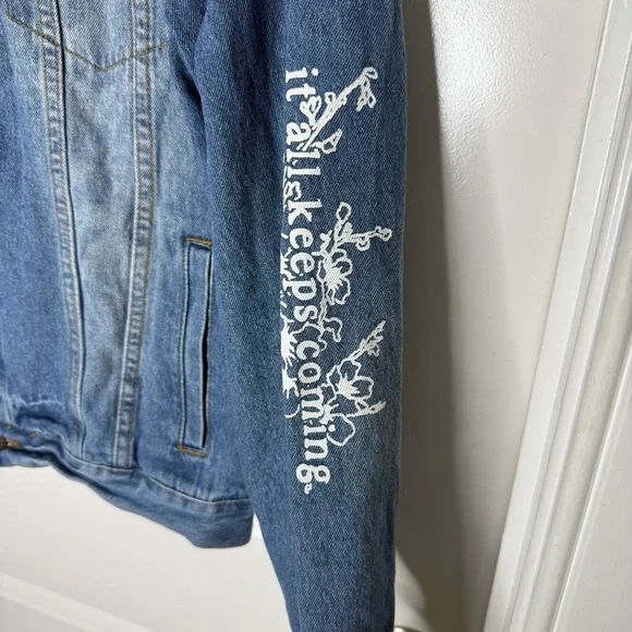Vintage BROOKLYN CLOTH Survival Of The Fittest Denim Jacket Japanese Sz S - Picture 4 of 10